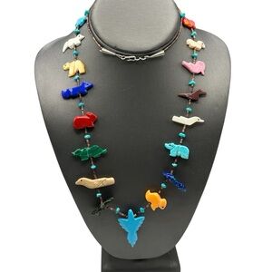 Zuni Turquoise Eagle Fetish Necklace Native American